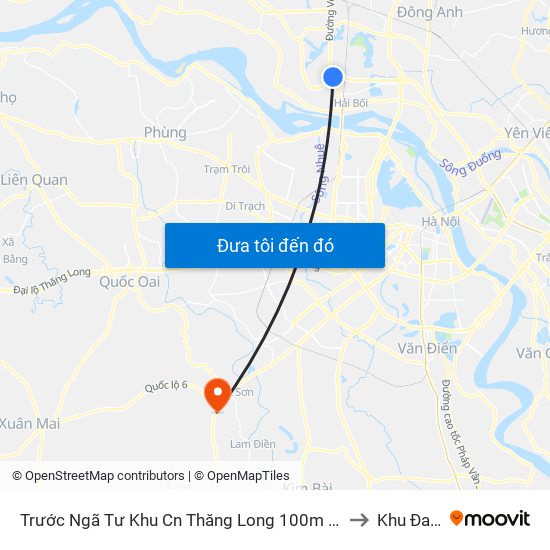 Trước Ngã Tư Khu Cn Thăng Long 100m (Chiều Nội Bài - Hà Nội) to Khu Đa Năng map