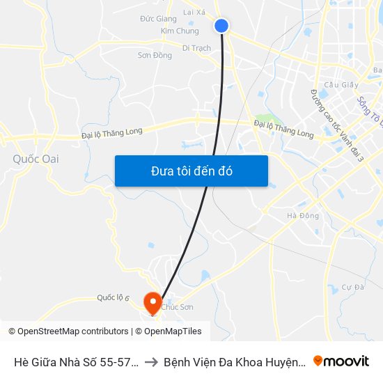 Hè Giữa Nhà Số 55-57 Phố Nhổn to Bệnh Viện Đa Khoa Huyện Chương Mỹ map