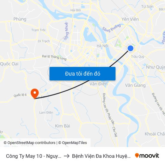 Công Ty May 10 - Nguyễn Văn Linh to Bệnh Viện Đa Khoa Huyện Chương Mỹ map