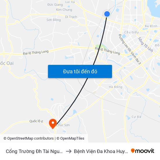 Cổng Trường Đh Tài Nguyên Môi Trường to Bệnh Viện Đa Khoa Huyện Chương Mỹ map