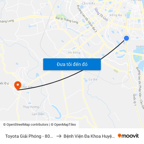 Toyota Giải Phóng - 807 Giải Phóng to Bệnh Viện Đa Khoa Huyện Chương Mỹ map