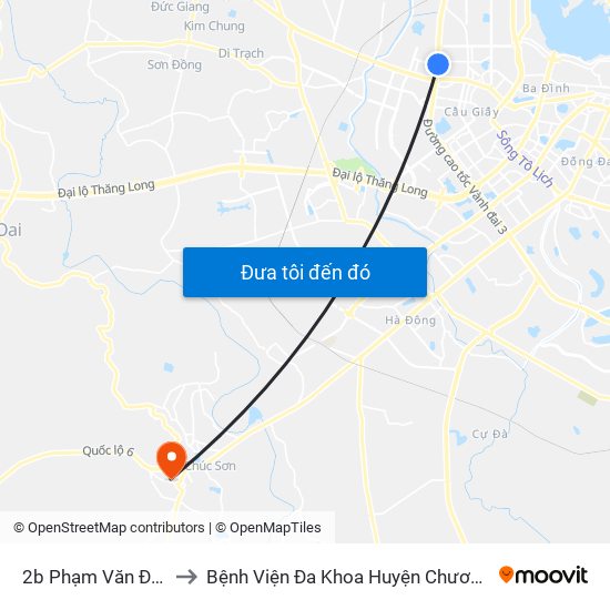 2b Phạm Văn Đồng to Bệnh Viện Đa Khoa Huyện Chương Mỹ map