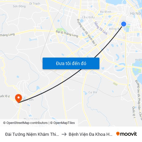 Đài Tưởng Niệm Khâm Thiên - 45 Khâm Thiên to Bệnh Viện Đa Khoa Huyện Chương Mỹ map