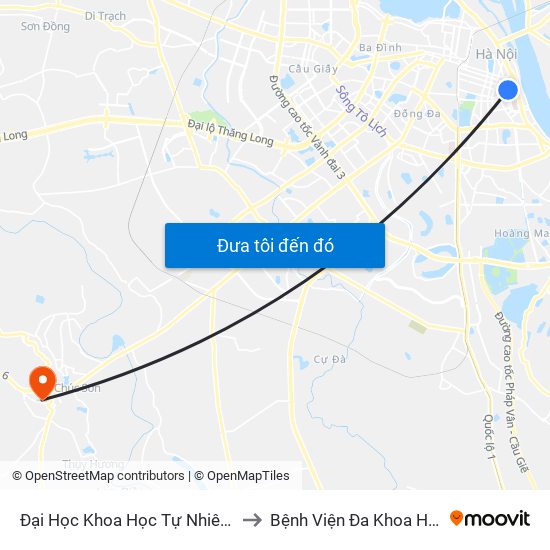 Đại Học Khoa Học Tự Nhiên - 19 Lê Thánh Tông to Bệnh Viện Đa Khoa Huyện Chương Mỹ map