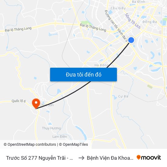 Trước Số 277 Nguyễn Trãi - Bách Hóa Giày Thượng Đình to Bệnh Viện Đa Khoa Huyện Chương Mỹ map