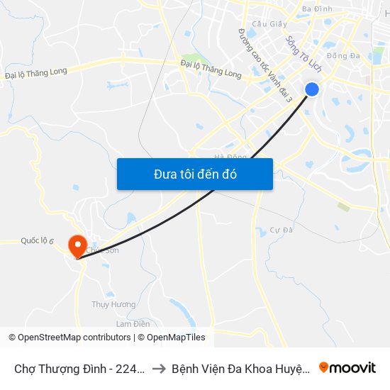 Chợ Thượng Đình - 224 Nguyễn Trãi to Bệnh Viện Đa Khoa Huyện Chương Mỹ map