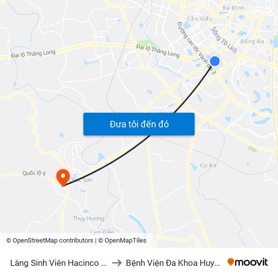 Làng Sinh Viên Hacinco - Nguyễn Tuân to Bệnh Viện Đa Khoa Huyện Chương Mỹ map