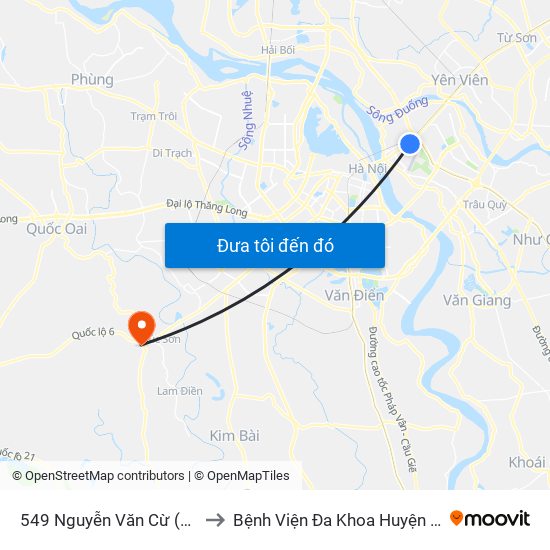 549 Nguyễn Văn Cừ (Cột Trước) to Bệnh Viện Đa Khoa Huyện Chương Mỹ map