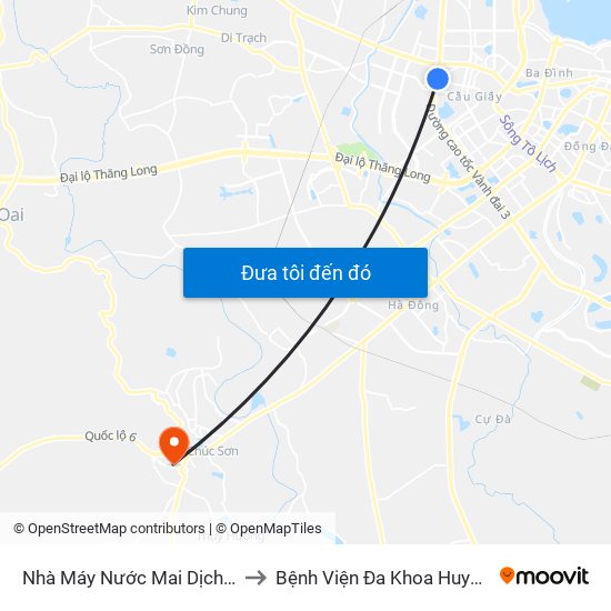 Nhà Máy Nước Mai Dịch - Phạm Hùng to Bệnh Viện Đa Khoa Huyện Chương Mỹ map