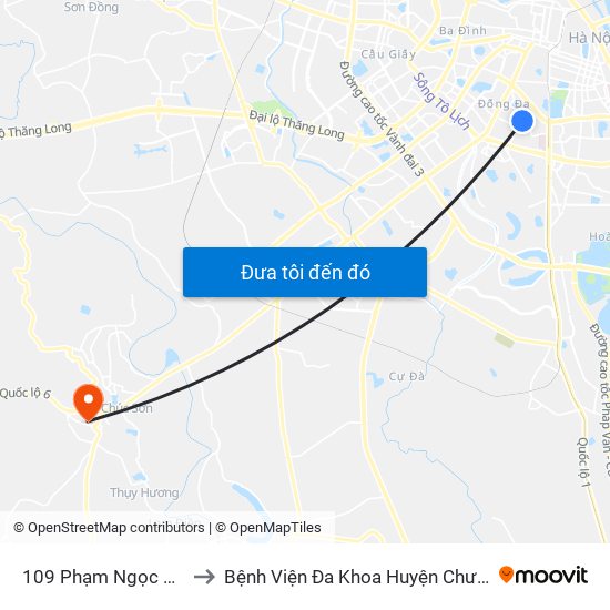 109 Phạm Ngọc Thạch to Bệnh Viện Đa Khoa Huyện Chương Mỹ map