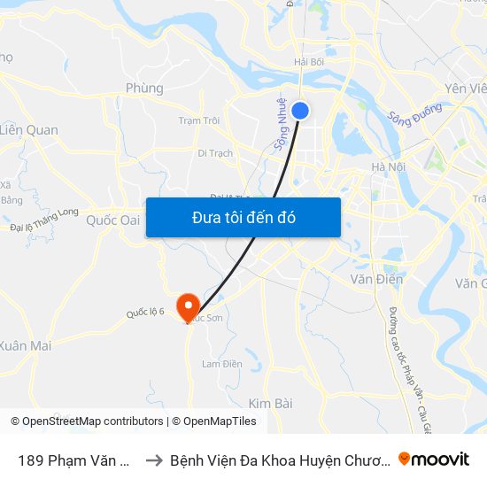 189 Phạm Văn Đồng to Bệnh Viện Đa Khoa Huyện Chương Mỹ map