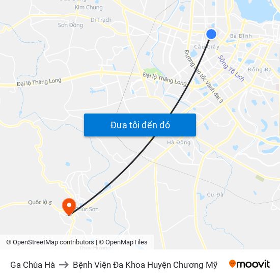 Ga Chùa Hà to Bệnh Viện Đa Khoa Huyện Chương Mỹ map