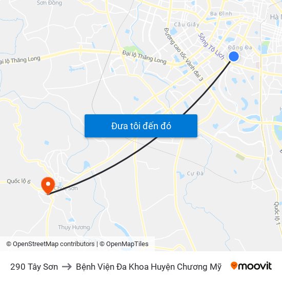 290 Tây Sơn to Bệnh Viện Đa Khoa Huyện Chương Mỹ map