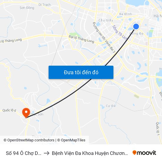 Số 94 Ô Chợ Dừa to Bệnh Viện Đa Khoa Huyện Chương Mỹ map