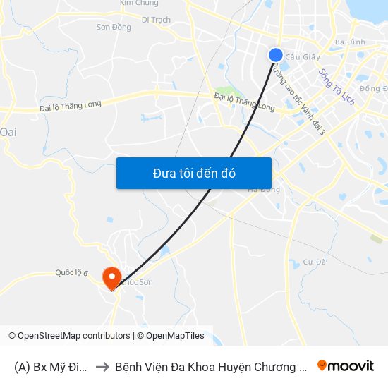 (A) Bx Mỹ Đình to Bệnh Viện Đa Khoa Huyện Chương Mỹ map