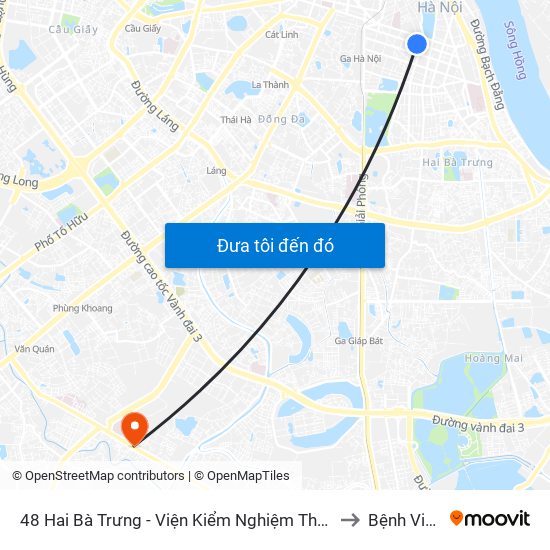 48 Hai Bà Trưng - Viện Kiểm Nghiệm Thuốc Trung Ương to Bệnh Viện 09 map