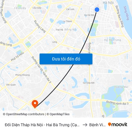 Đối Diện Tháp Hà Nội - Hai Bà Trưng (Cạnh 56 Hai Bà Trưng) to Bệnh Viện 09 map