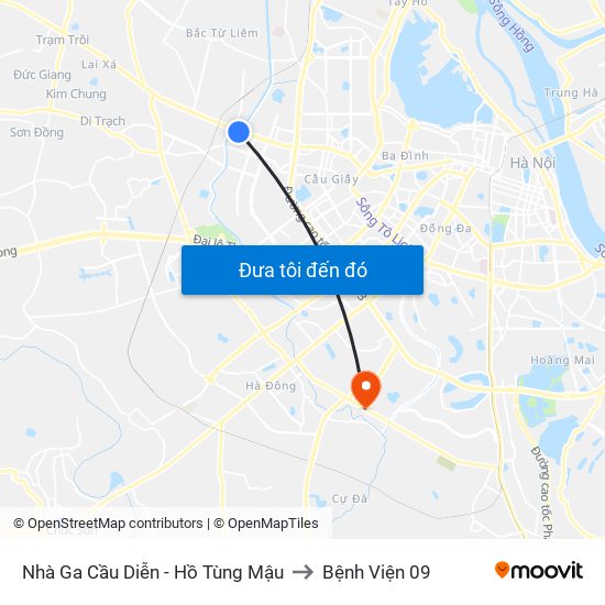 Nhà Ga Cầu Diễn - Hồ Tùng Mậu to Bệnh Viện 09 map