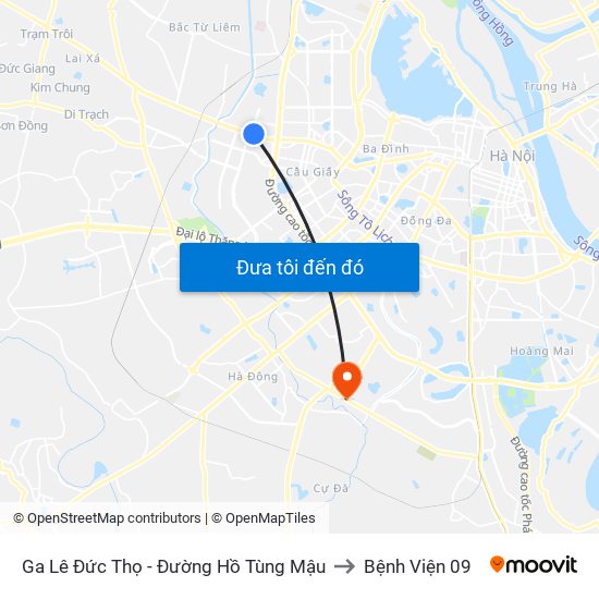 Ga Lê Đức Thọ - Đường Hồ Tùng Mậu to Bệnh Viện 09 map