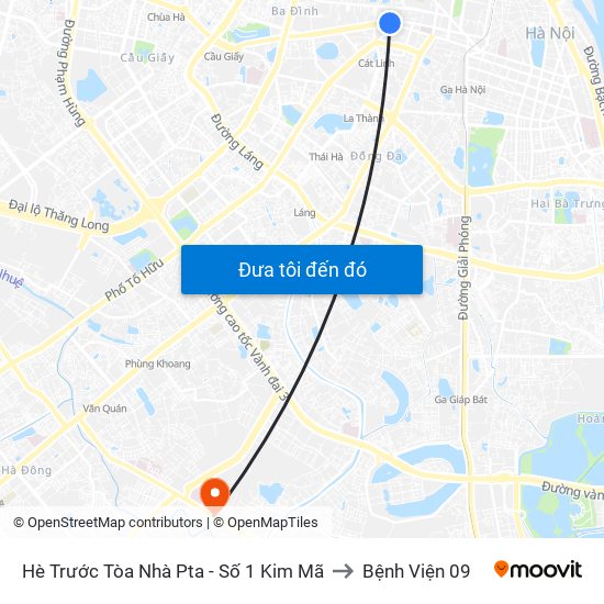 Hè Trước Tòa Nhà Pta - Số 1 Kim Mã to Bệnh Viện 09 map