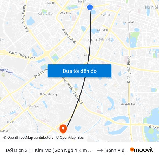 Đối Diện 311 Kim Mã (Gần Ngã 4 Kim Mã - Vạn Bảo) to Bệnh Viện 09 map