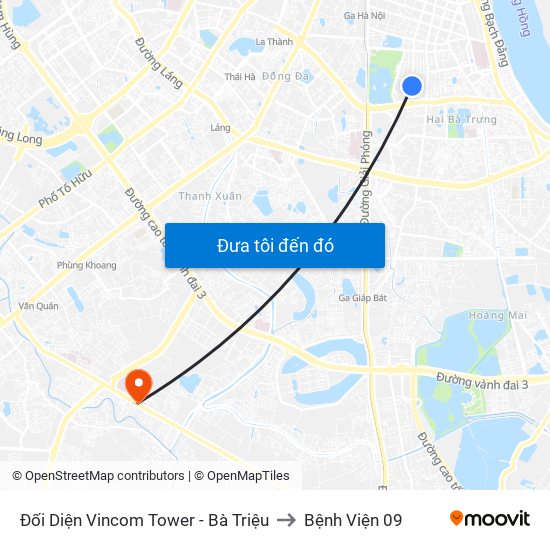 Đối Diện Vincom Tower - Bà Triệu to Bệnh Viện 09 map