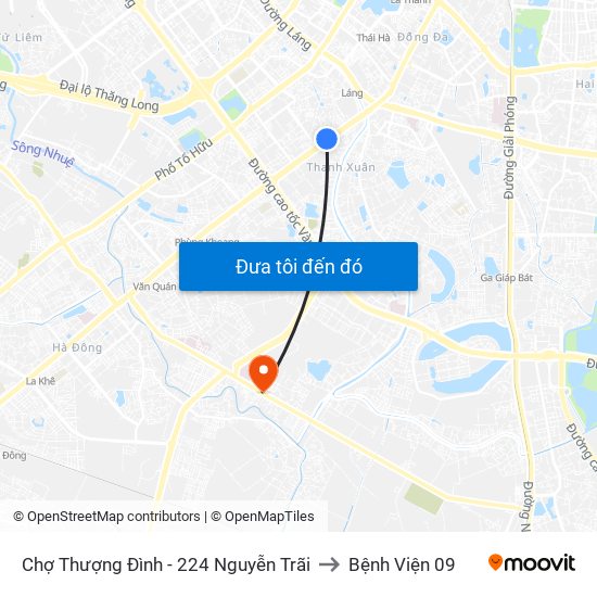 Chợ Thượng Đình - 224 Nguyễn Trãi to Bệnh Viện 09 map