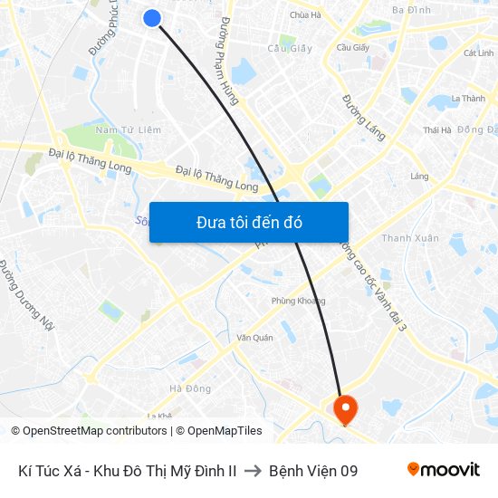 Kí Túc Xá - Khu Đô Thị Mỹ Đình II to Bệnh Viện 09 map