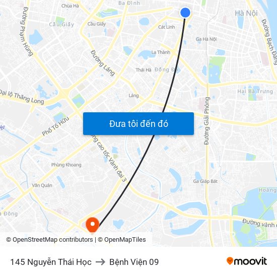 145 Nguyễn Thái Học to Bệnh Viện 09 map