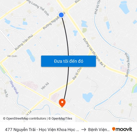 477 Nguyễn Trãi - Học Viện Khoa Học Xã Hội to Bệnh Viện 09 map