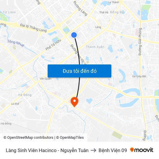 Làng Sinh Viên Hacinco - Nguyễn Tuân to Bệnh Viện 09 map