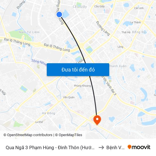 Qua Ngã 3 Phạm Hùng - Đình Thôn (Hướng Đi Phạm Văn Đồng) to Bệnh Viện 09 map