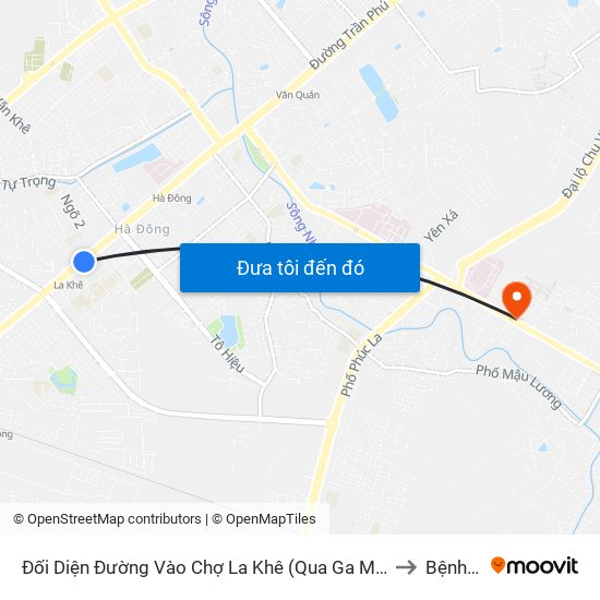 Đối Diện Đường Vào Chợ La Khê (Qua Ga Metro La Khê) - 405 Quang Trung (Hà Đông) to Bệnh Viện 09 map