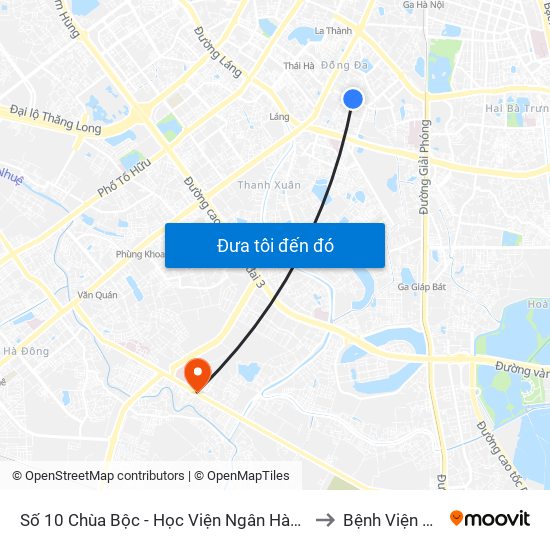 Số 10 Chùa Bộc - Học Viện Ngân Hàng to Bệnh Viện 09 map