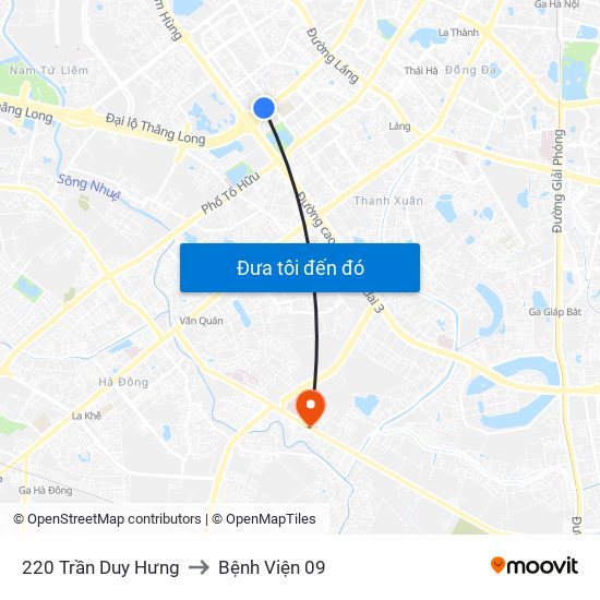 220 Trần Duy Hưng to Bệnh Viện 09 map