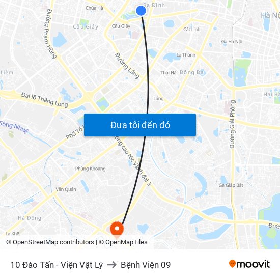 10 Đào Tấn - Viện Vật Lý to Bệnh Viện 09 map