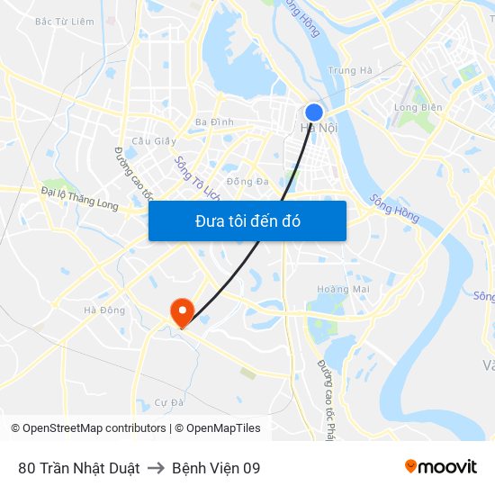 80 Trần Nhật Duật to Bệnh Viện 09 map