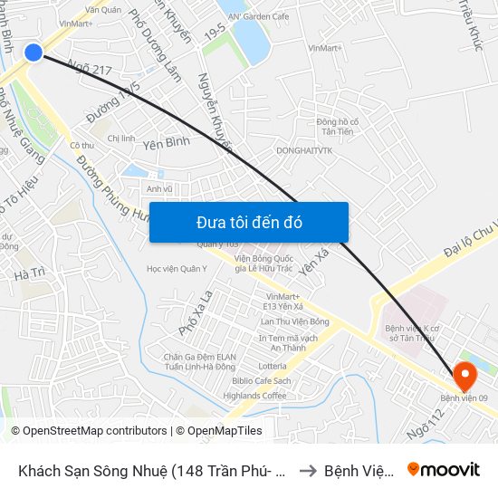 Khách Sạn Sông Nhuệ (148 Trần Phú- Hà Đông) to Bệnh Viện 09 map