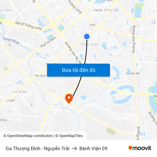 Ga Thượng Đình - Nguyễn Trãi to Bệnh Viện 09 map