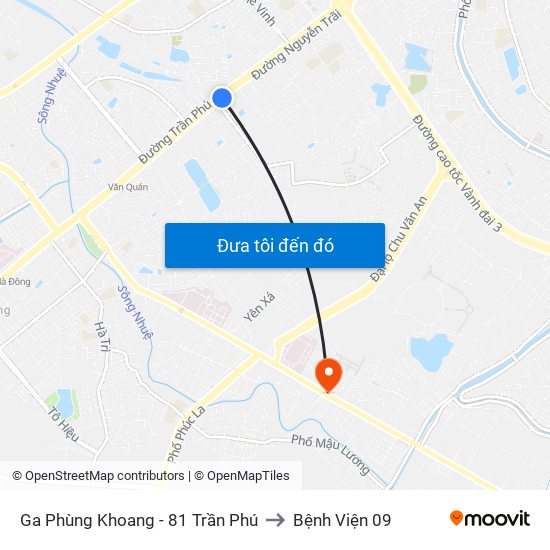 Ga Phùng Khoang - 81 Trần Phú to Bệnh Viện 09 map