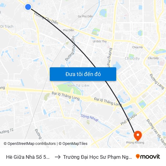 Hè Giữa Nhà Số 55-57 Phố Nhổn to Trường Đại Học Sư Phạm Nghệ Thuật Trung Ương map