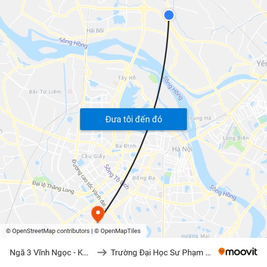 Ngã 3 Vĩnh Ngọc - Km 9+230 Quốc Lộ 3 to Trường Đại Học Sư Phạm Nghệ Thuật Trung Ương map