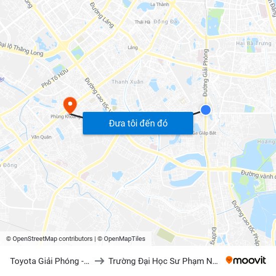 Toyota Giải Phóng - 807 Giải Phóng to Trường Đại Học Sư Phạm Nghệ Thuật Trung Ương map