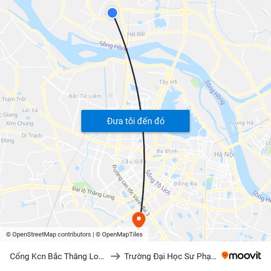 Cổng Kcn Bắc Thăng Long (Gần Cầu Vượt Bộ Hành) to Trường Đại Học Sư Phạm Nghệ Thuật Trung Ương map