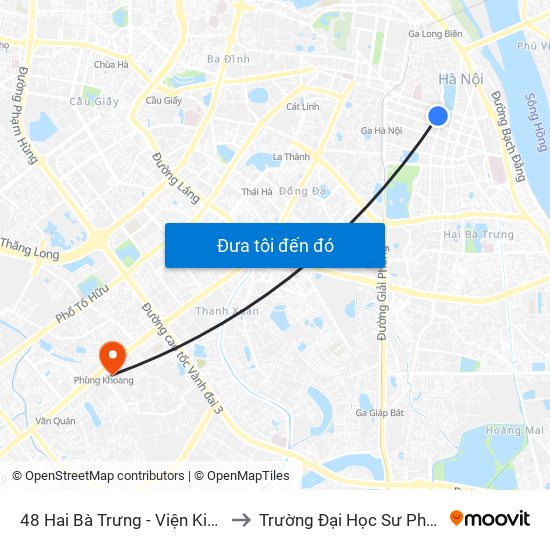 48 Hai Bà Trưng - Viện Kiểm Nghiệm Thuốc Trung Ương to Trường Đại Học Sư Phạm Nghệ Thuật Trung Ương map
