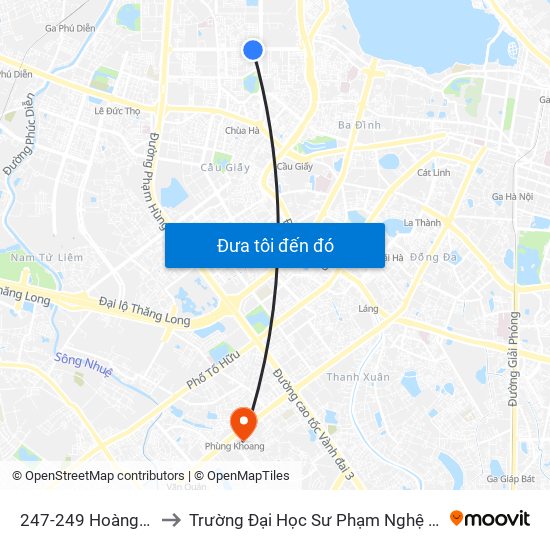 247-249 Hoàng Quốc Việt to Trường Đại Học Sư Phạm Nghệ Thuật Trung Ương map