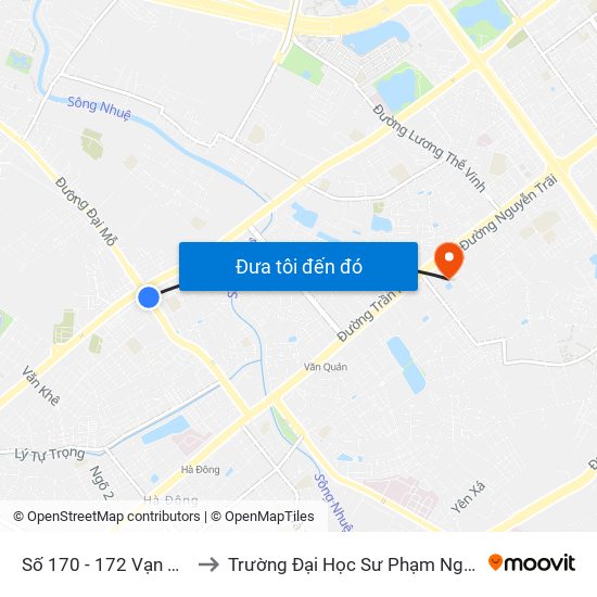 Số 170 - 172 Vạn Phúc - Hà Đông to Trường Đại Học Sư Phạm Nghệ Thuật Trung Ương map