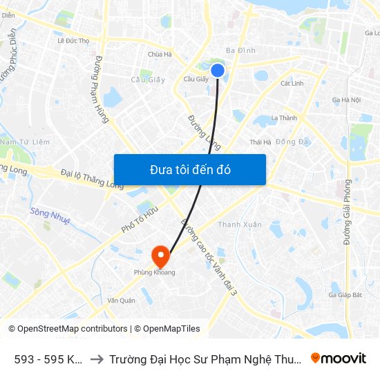 593 - 595 Kim Mã to Trường Đại Học Sư Phạm Nghệ Thuật Trung Ương map