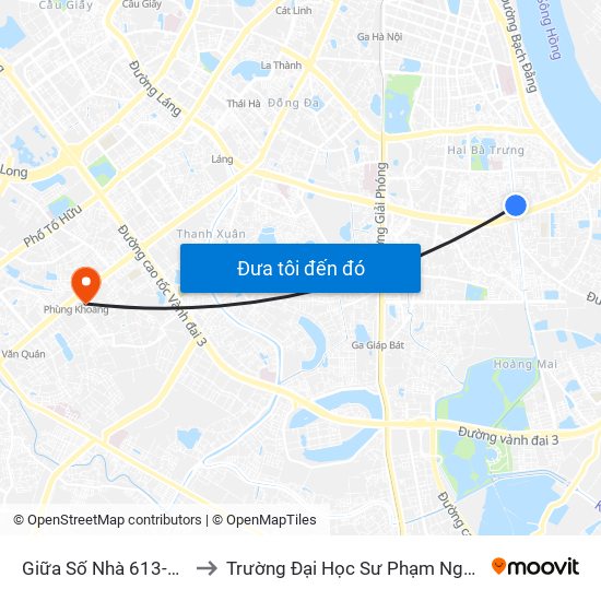 Giữa Số Nhà 613-615 Kim Ngưu to Trường Đại Học Sư Phạm Nghệ Thuật Trung Ương map