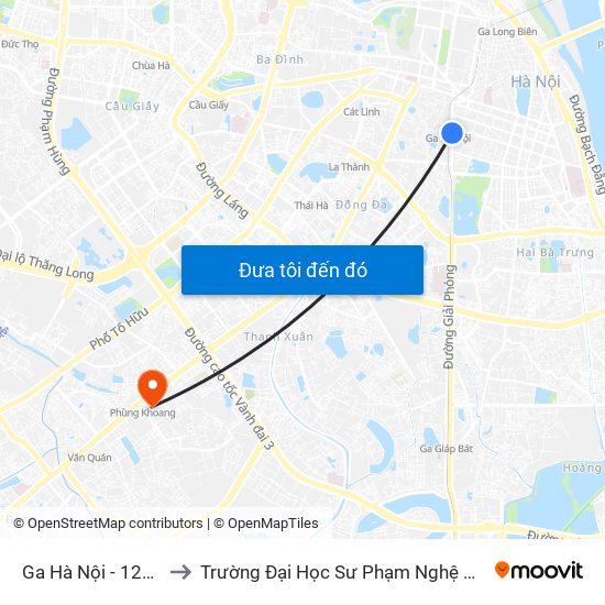 Ga Hà Nội - 120 Lê Duẩn to Trường Đại Học Sư Phạm Nghệ Thuật Trung Ương map